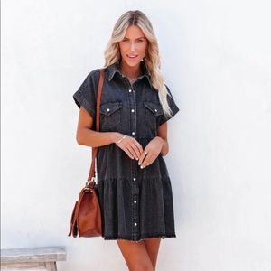 NWT black button down denim dress